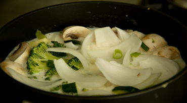 Vegetable Tom Kha Soup with coconut base