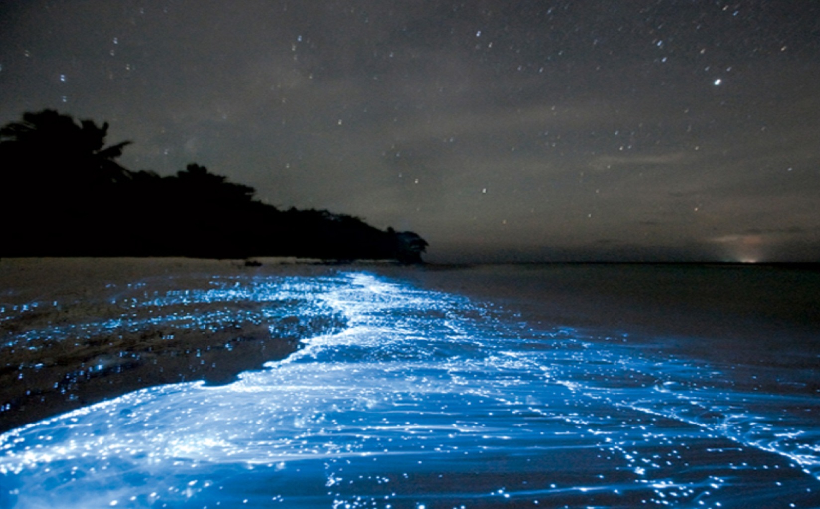 Bio-luminescent phytoplankton at night on Koh Rong