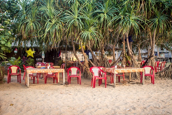 Some small stalls on the beach