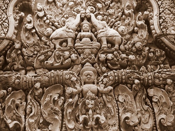 Some more details of the relief carvings in sepia