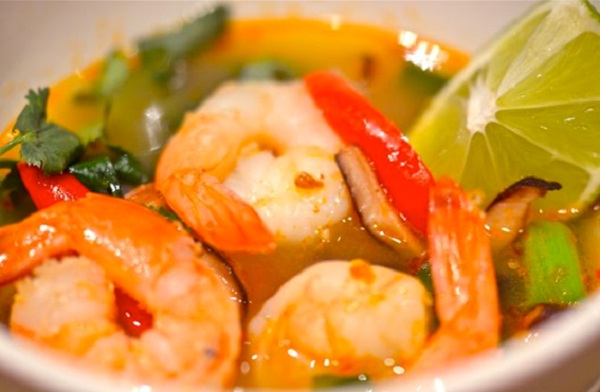 Tom Yam Gung sour soup cooked with shrimp