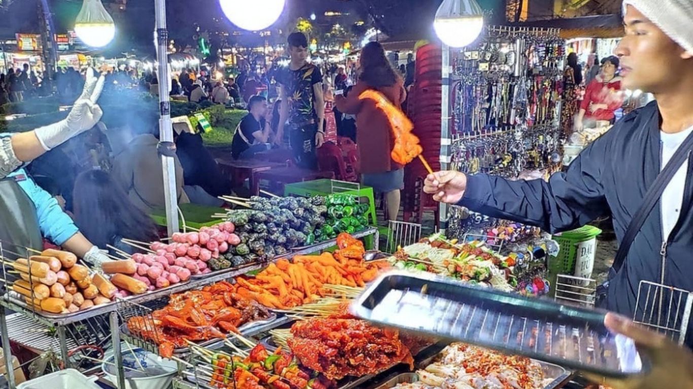 Mixed skewer in Da Lat night market