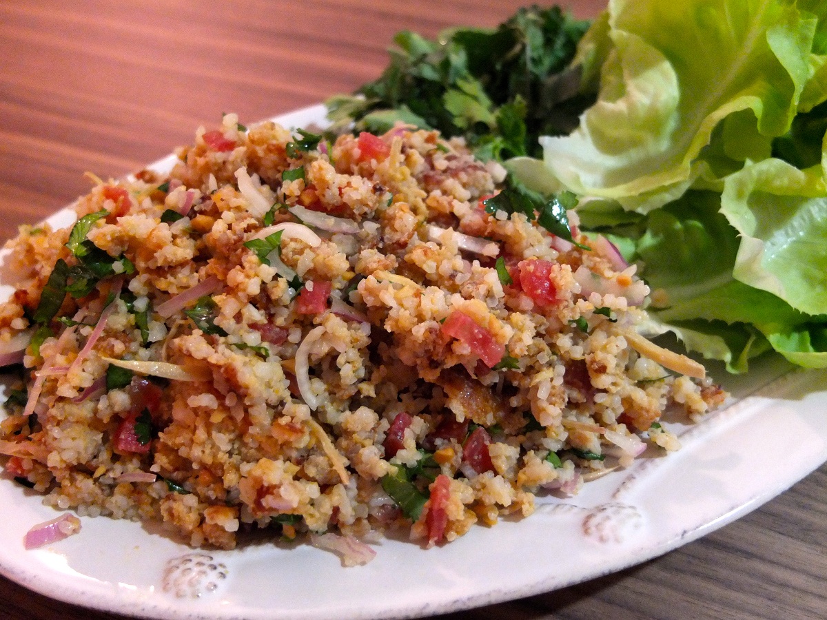 A dish of Crispy Rice Salad 