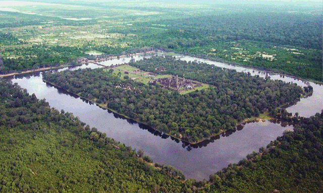 The beauty of Angkor Wat seen from the air