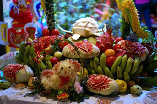 A traditional Moon Festival food table