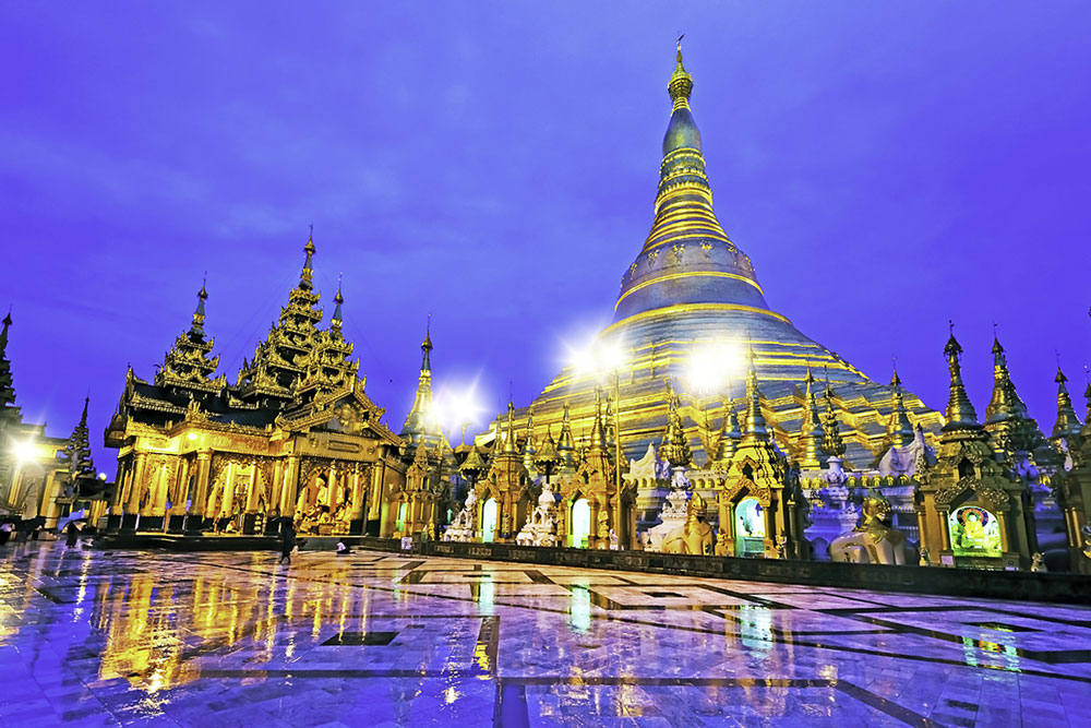 Shwedagon Temple has eight strands of hair of Buddha