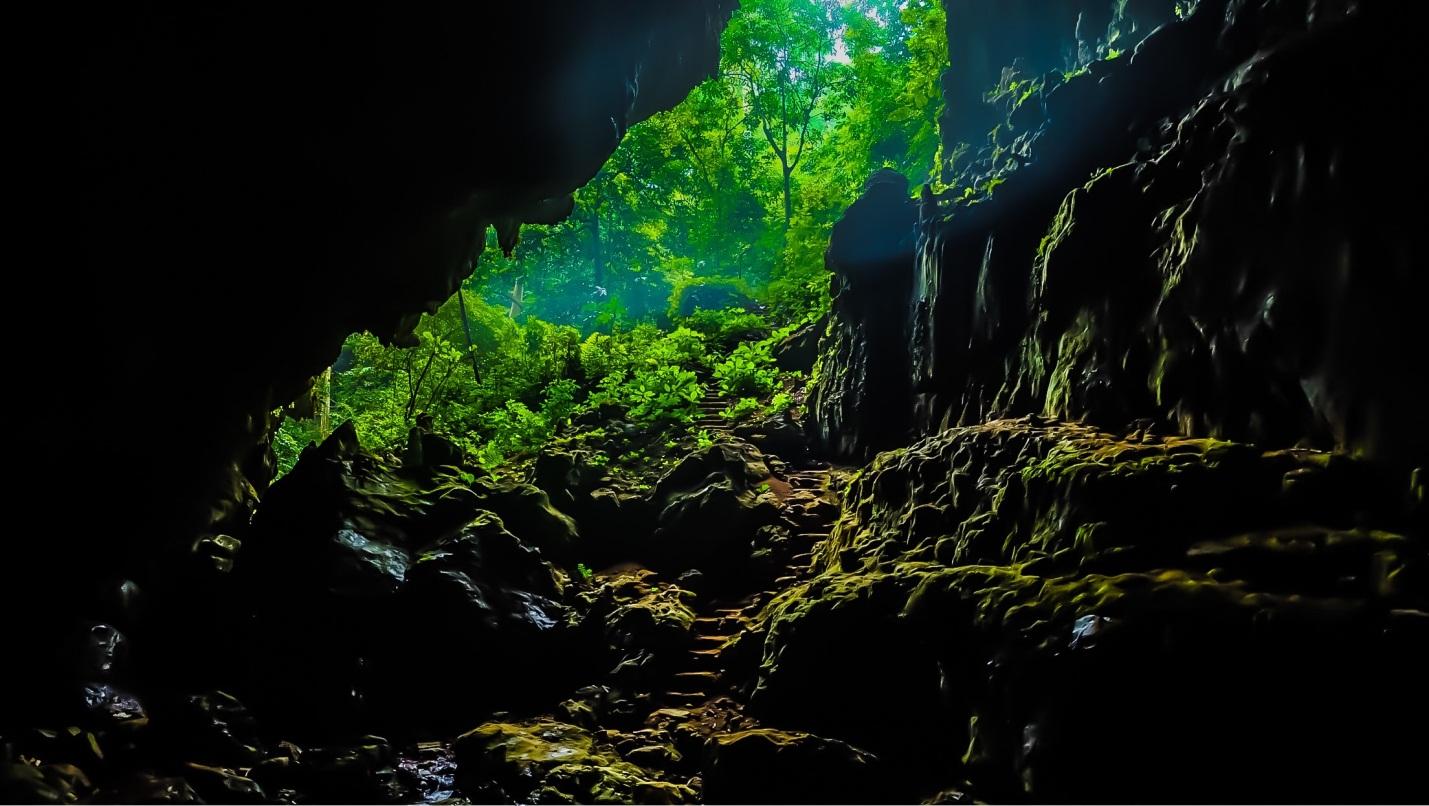 Visiting a cave at the village