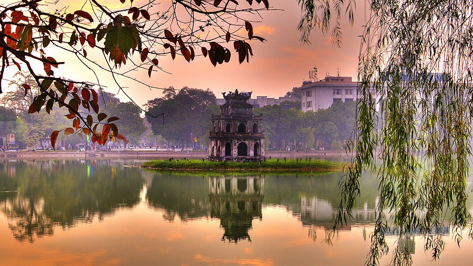 The turtle tower on Sword Lake-symbol of Hanoi