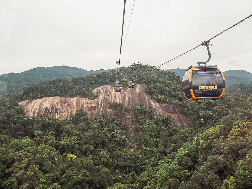 Riding to the Golden Bridge Vietnam by cable car