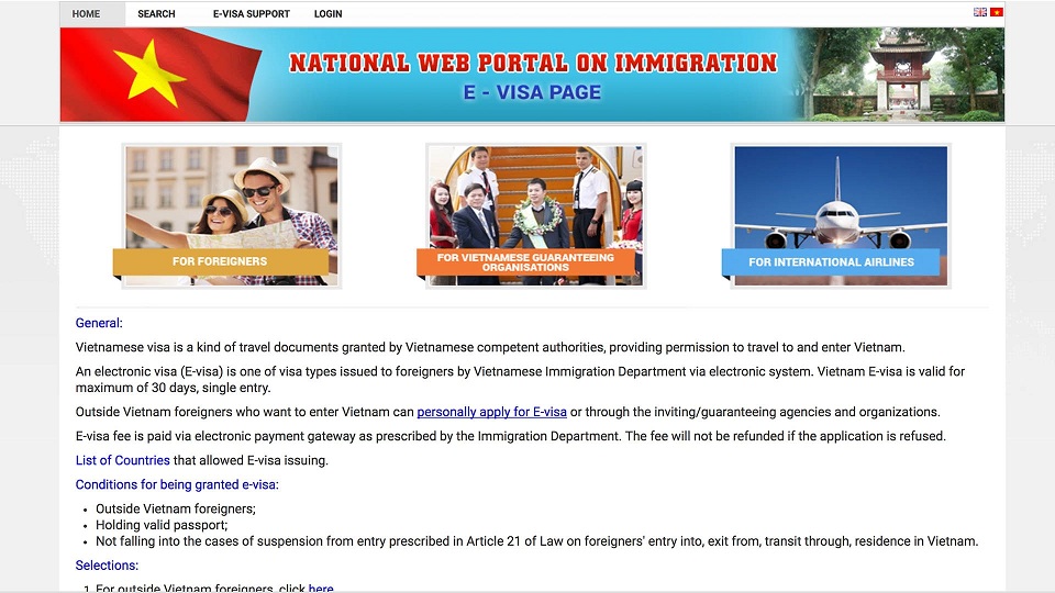 e visa official website