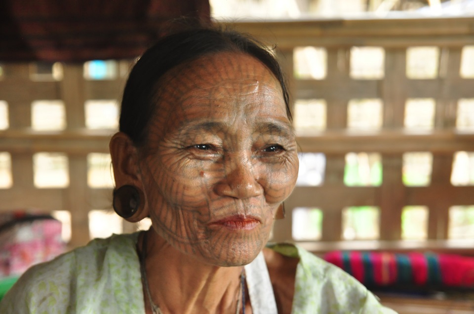 The facial tattoo ladies in Myanmar