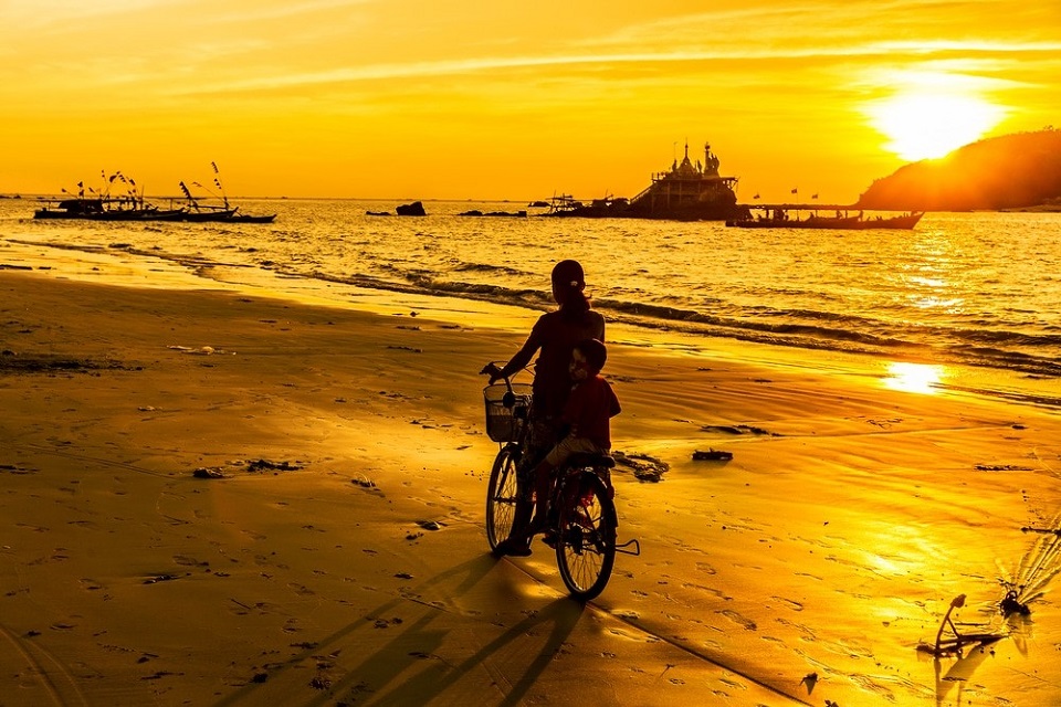 Biking in Ngapali beach