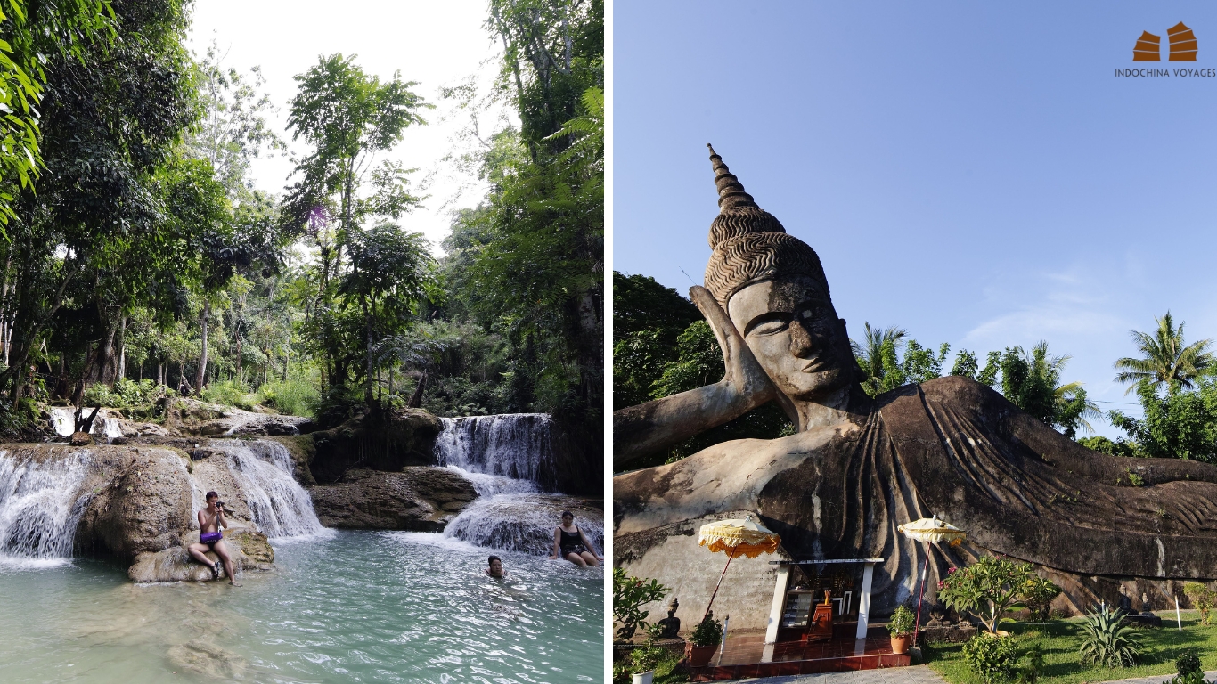 Wonderful Waterfall in Luang Prabang and Buddha Park in Vientiane  