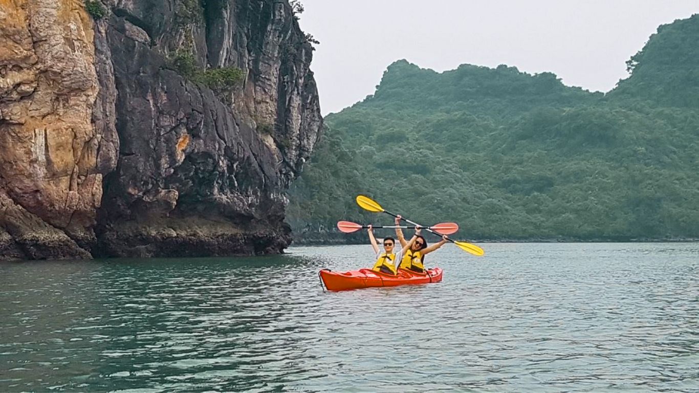 Kayaking in Halong Bay