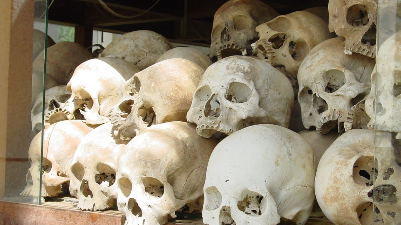 Skull in Phnom Penh Memorial Stupa