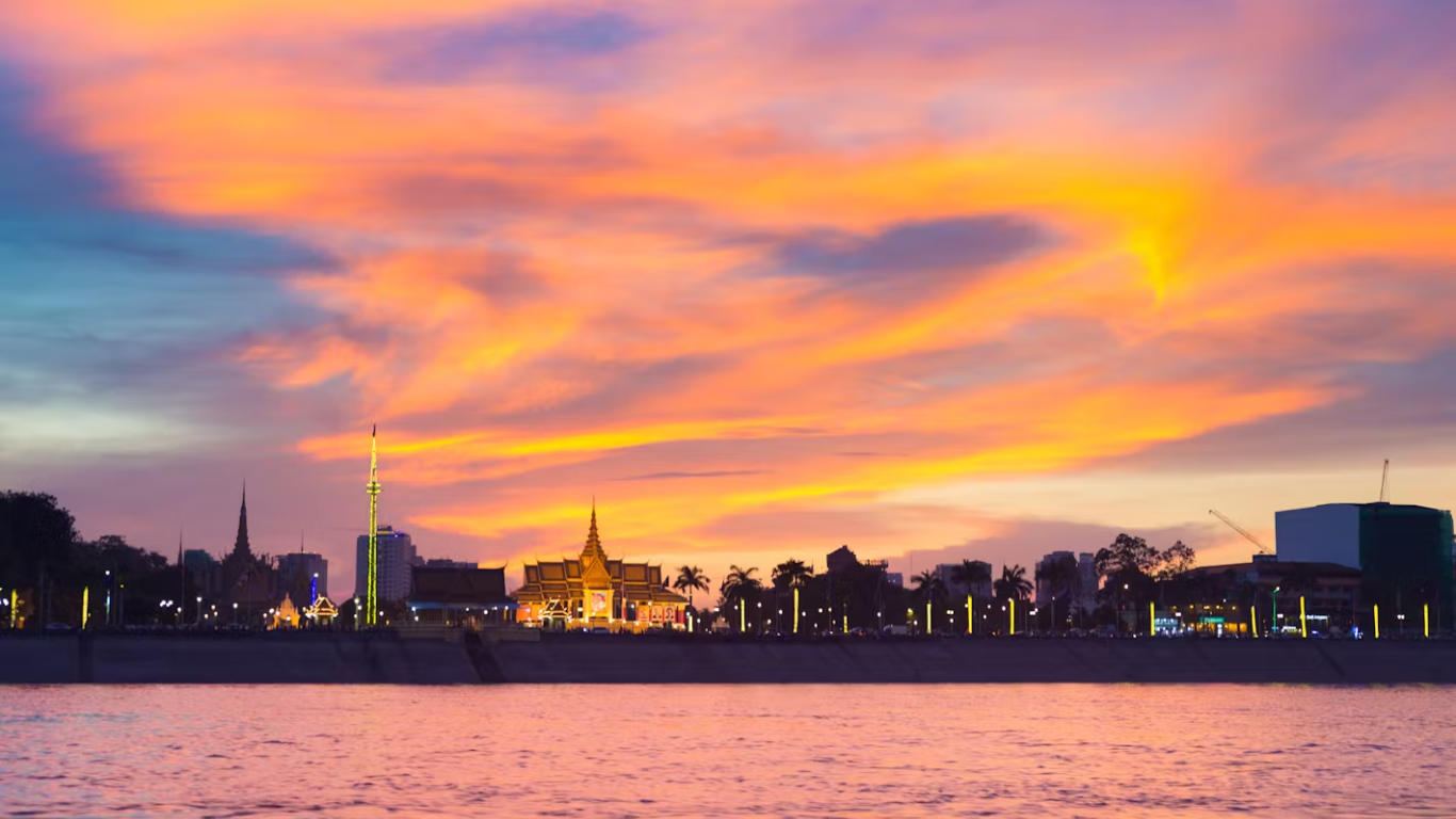 Charming Sunset on Phnom Penh Riverside