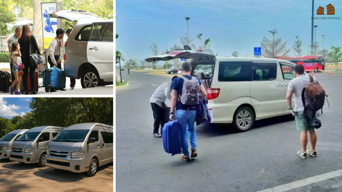 Private transfer driver loading luggage for family and travelers, Saigon to Siem Reap route