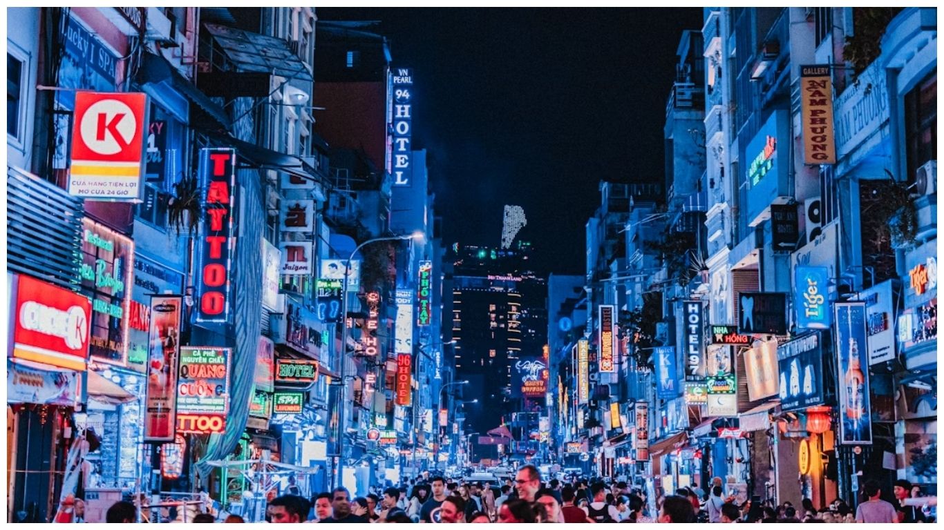 Buslting and Vibrant Saigon Streets at Night