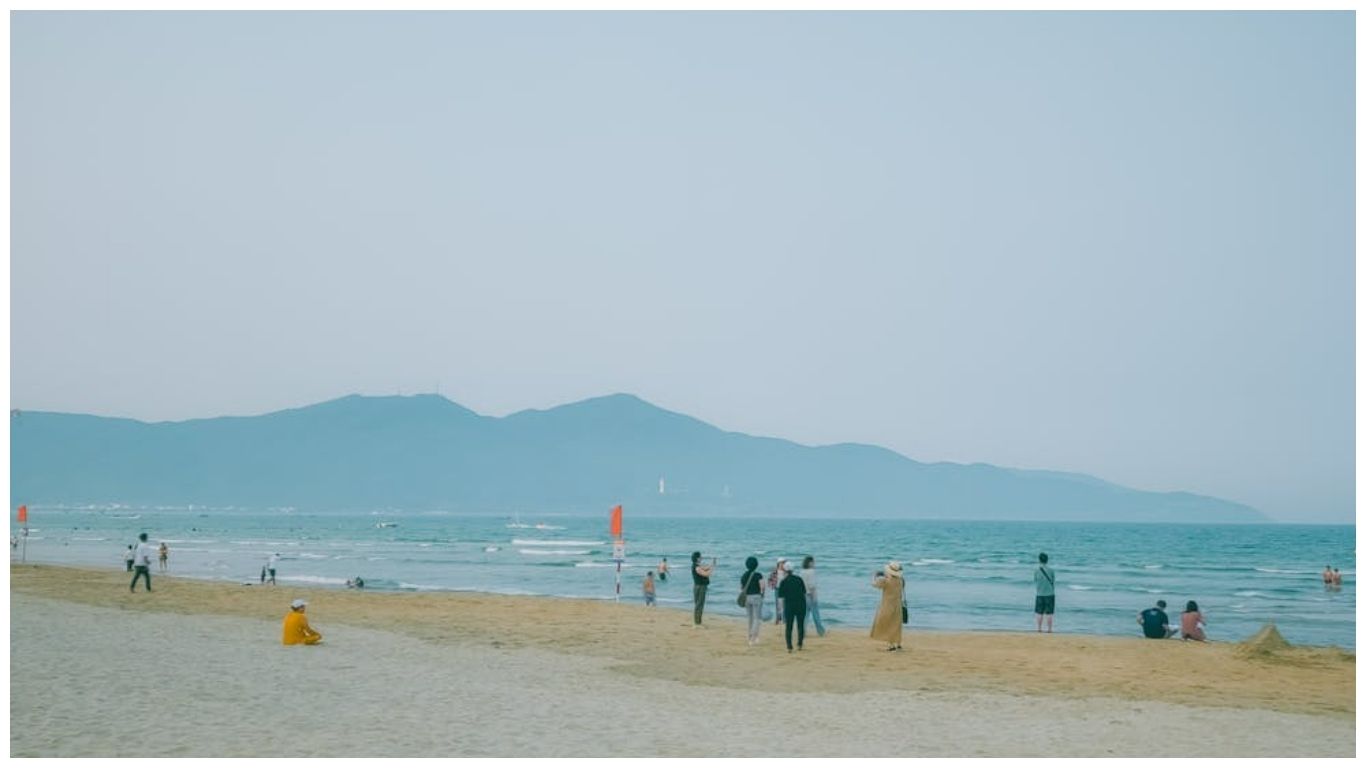 Image shows My Khe Beach at dusk