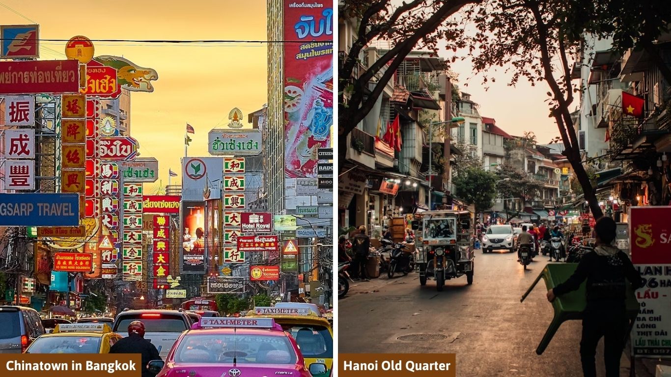 bangkok chinatown or hanoi old quarter