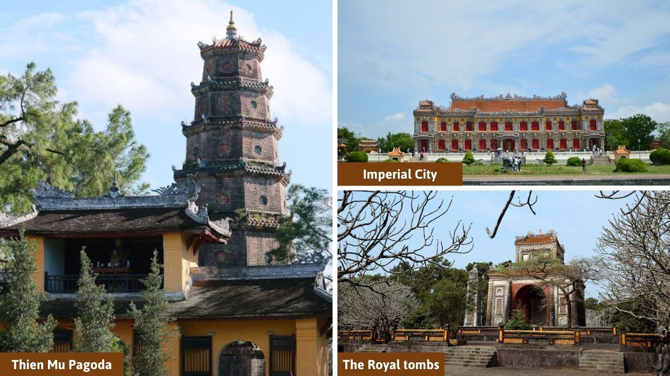 thien mu pagoda, hue citadel, the royal tombs