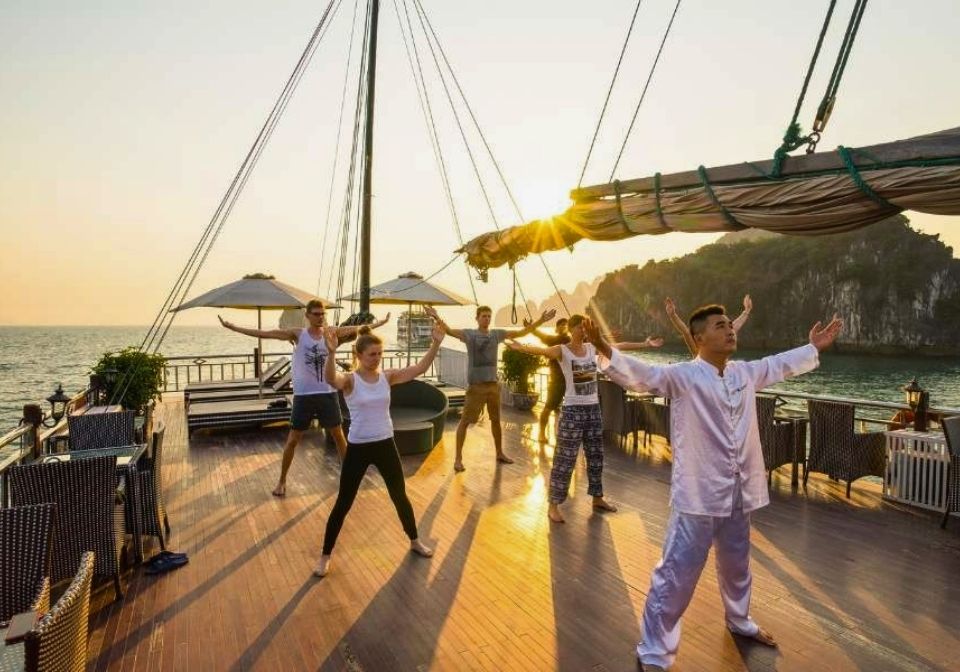 early morning taichi session on cruise