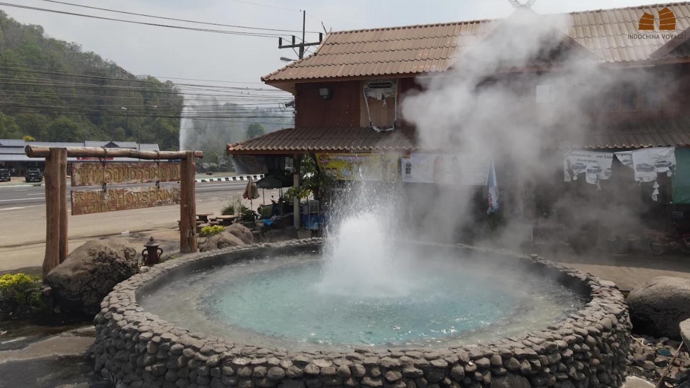 Mae Kachan Hot Springs steaming pool on Highway 118